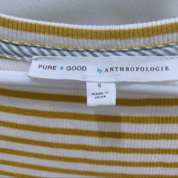 Anthropologie Pure + Good Yellow Striped Henley Button Dress - Picture 5 of 7